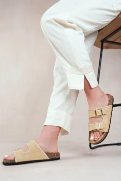 'Sunset' Double Strap Flat Sandals With Buckle Detail