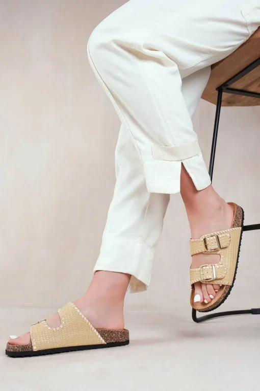 'Sunset' Double Strap Flat Sandals With Buckle Detail