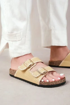 'Sunset' Double Strap Flat Sandals With Buckle Detail