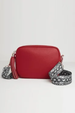 'Verona' Crossbody Tassel Bag With Snake Print Strap