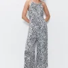 Zebra Satin Wide Leg Jumpsuit