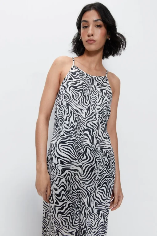 Zebra Satin Wide Leg Jumpsuit