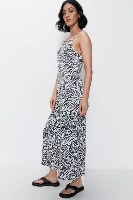 Zebra Satin Wide Leg Jumpsuit