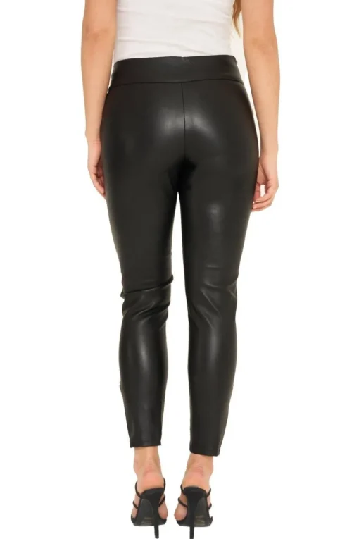 Zip Detail Leather Look Leggings